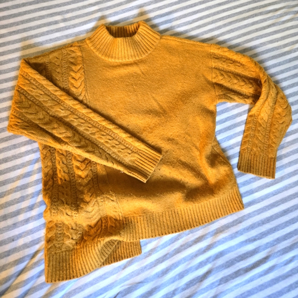 Stunning Assymetrical Yellow Cable Knit